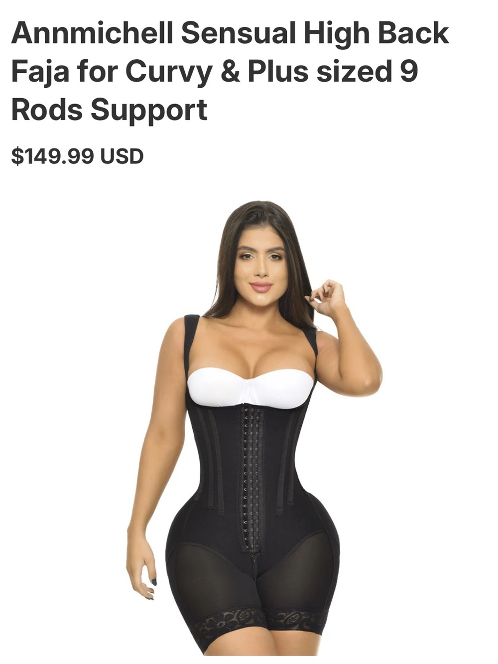 Ann Michell Black High-Back Shapewear Bodysuit with White Bust Panel